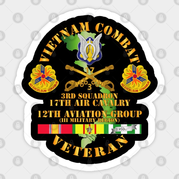 Vietnam Combat Cavalry Vet w 3rd Sqn 17th Air Cav - 12th  AVN GroupI Mil Region III w SVC Sticker by twix123844